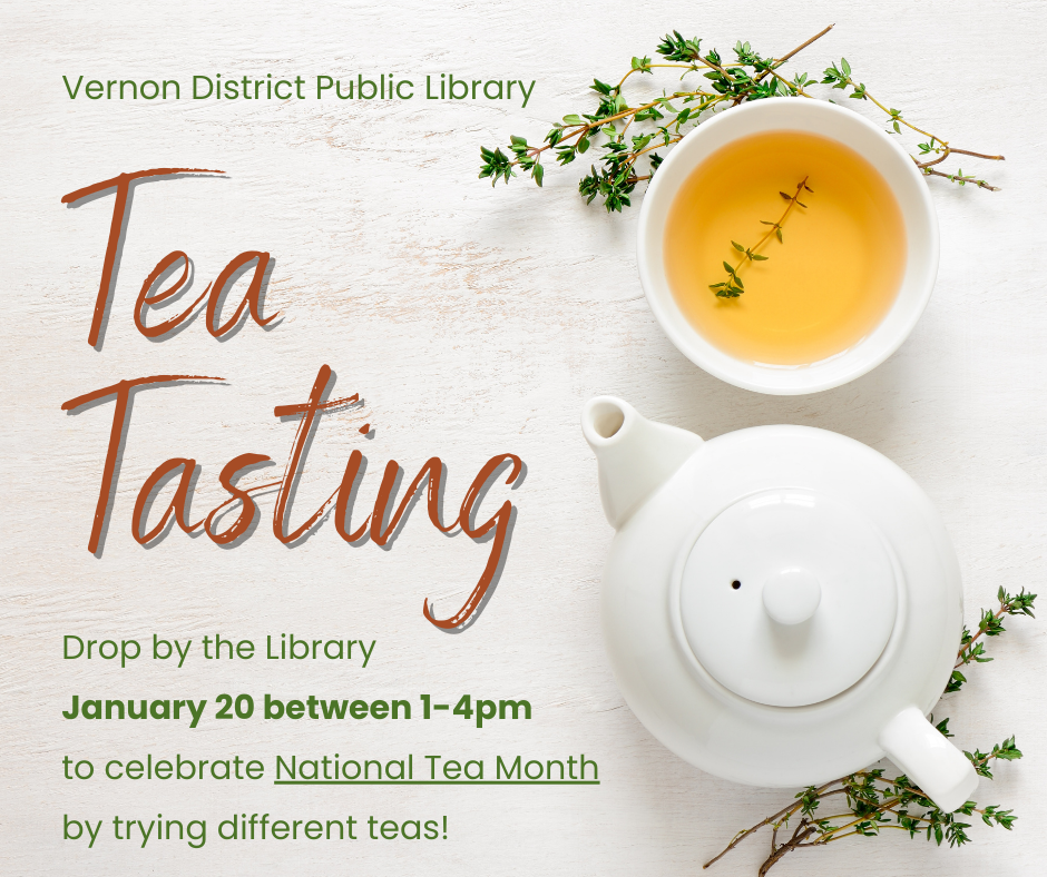 Tea Tasting Jan 20, Drop-in 1-4pm
