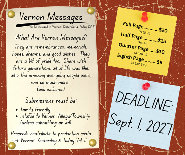 Vernon Messages, get your space today to share your message!